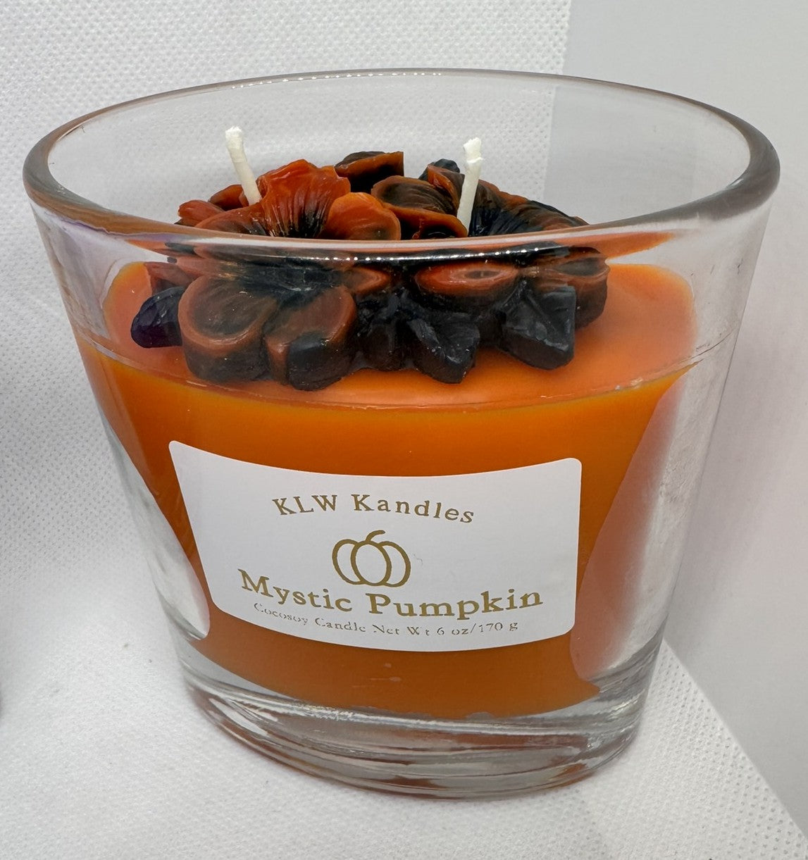 Oval Glass Jar Candles w/ Floral on Top in Various Scents - 6 oz