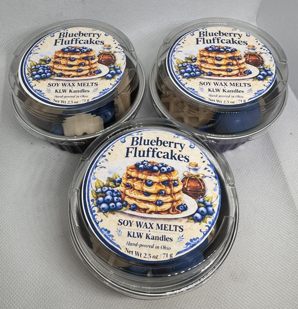 Tin of Blueberry Fluffcakes Wax Melts in various shapes