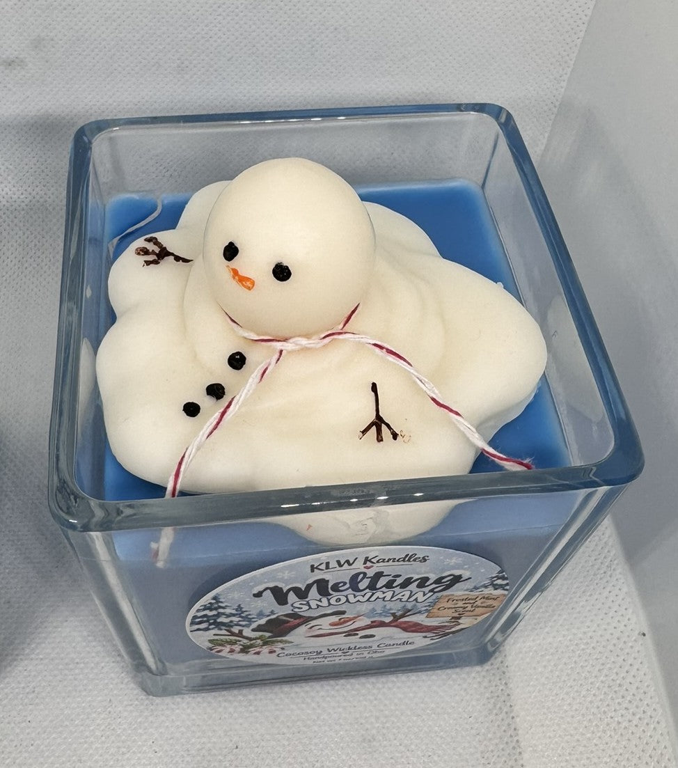 Melting Snowmen Candles - Wickless or Wicked Versions - Snowflake Wishes Scent - 7 oz
