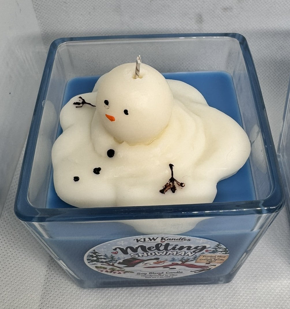 Melting Snowmen Candles - Wickless or Wicked Versions - Snowflake Wishes Scent - 7 oz
