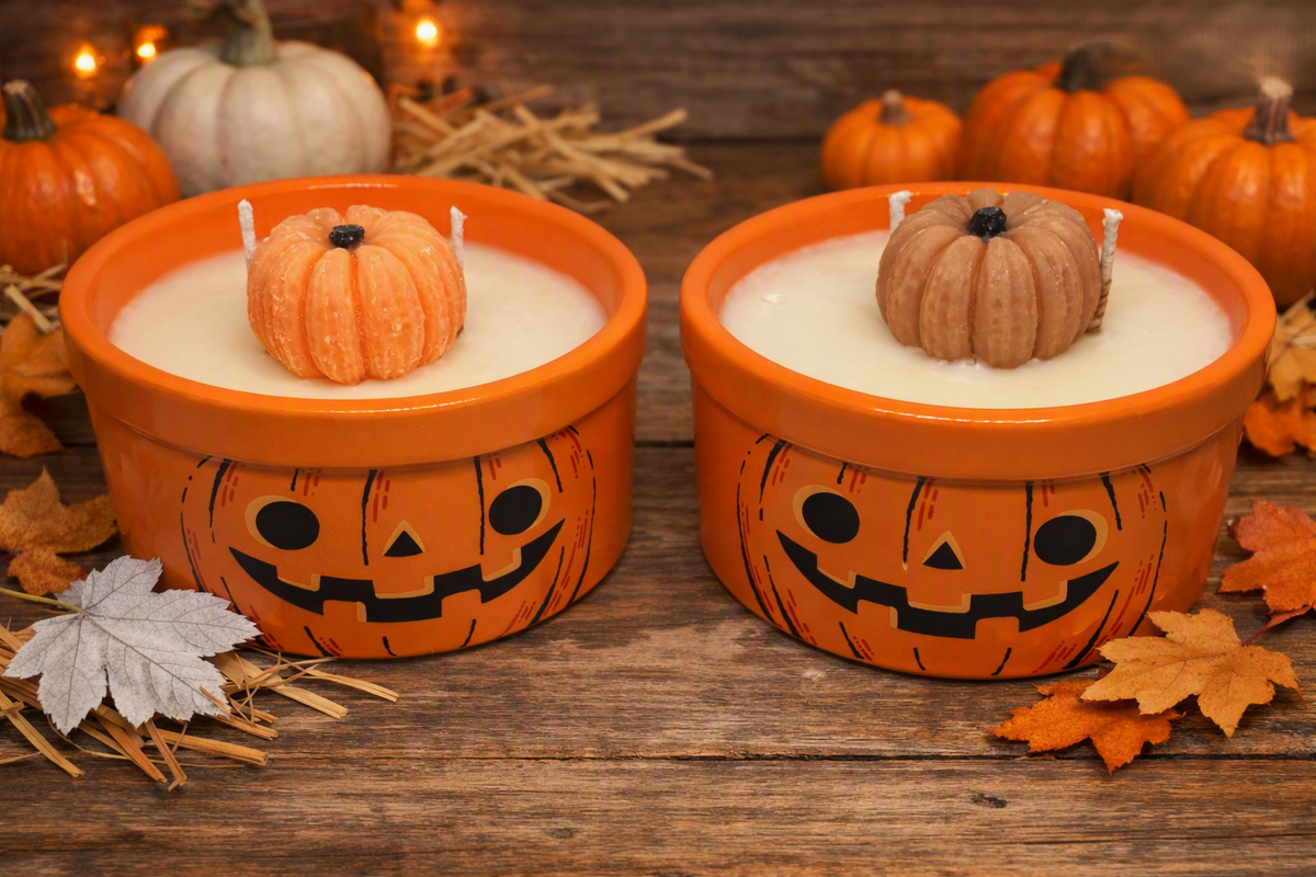 Pumpkin Spice Buttercream Jack-o-Lantern Dish Candle 8 oz