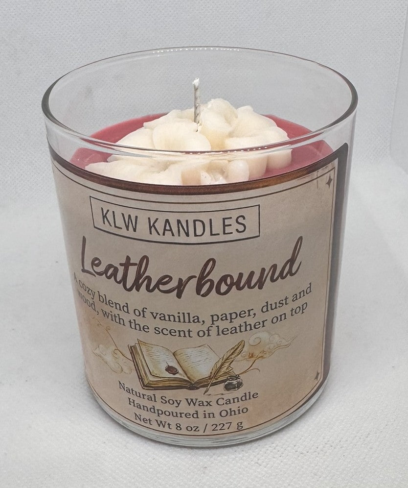 Leatherbound Creme 8 oz Glass Jar Candle