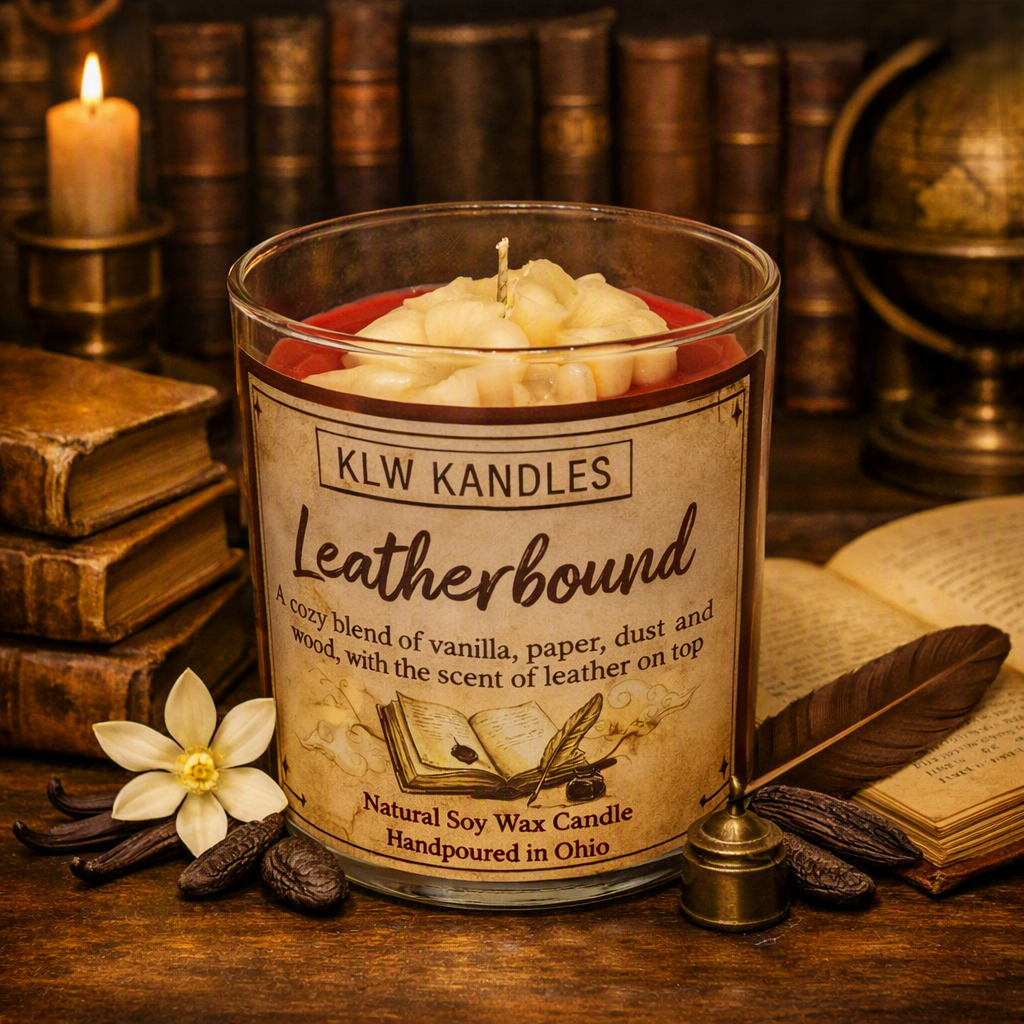 Leatherbound Creme 8 oz Glass Jar Candle
