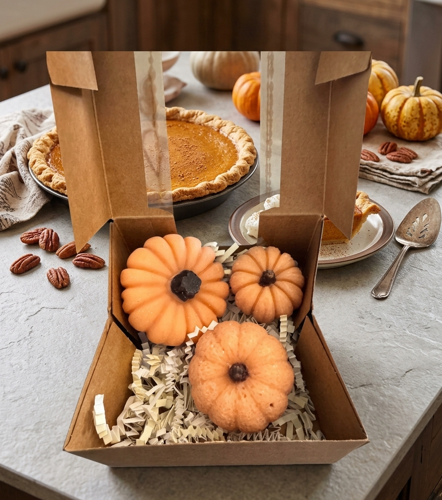 Set of 3 Various Sz Pumpkin Shape Wax Melts - Pumpkin Pie Scent