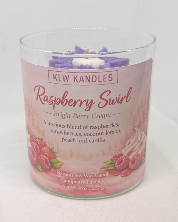 Raspberry Swirl 8 oz Glass Jar Candle