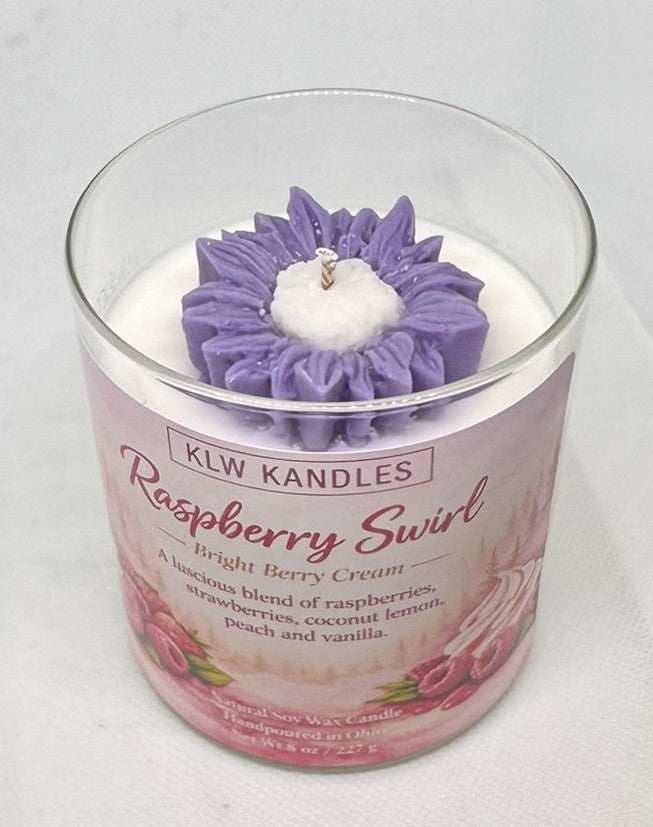 Raspberry Swirl 8 oz Glass Jar Candle