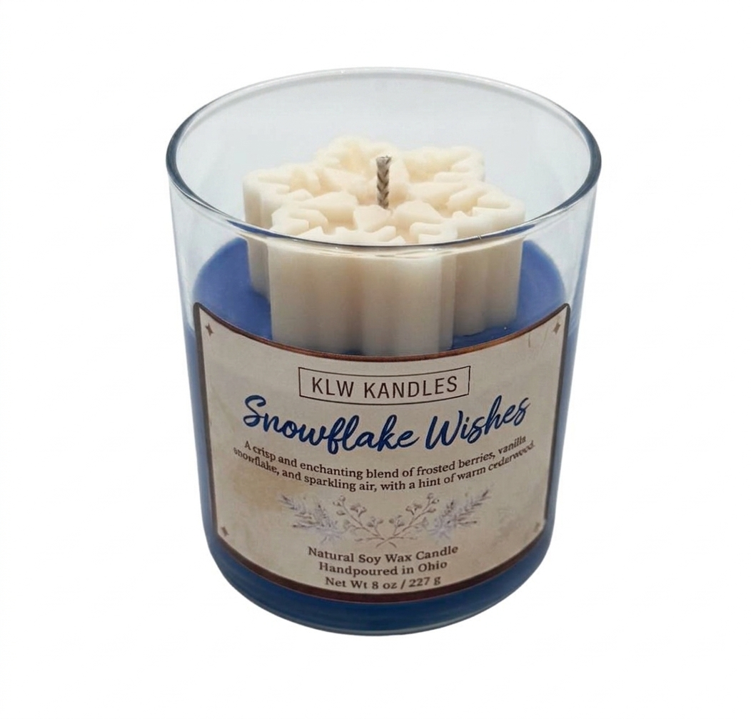 Snowflake Wishes 8 oz Glass Jar Candle