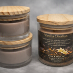 Vanilla Obsidian Glass Jar Candles w/ Wood Lid - 8 oz or  oz