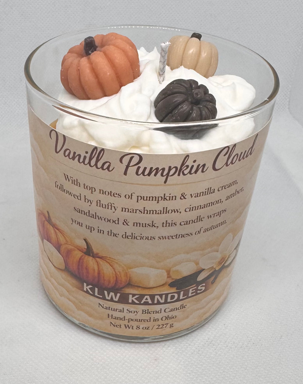 Vanilla Pumpkin Cloud 8 oz Glass Jar Candle
