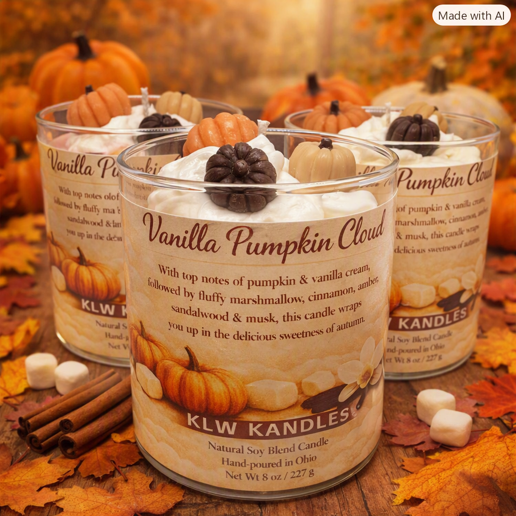 Vanilla Pumpkin Cloud 8 oz Glass Jar Candle